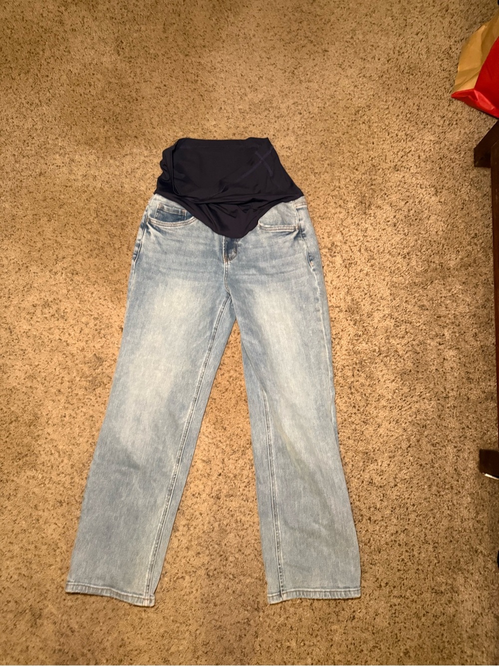 Maternity Light Blue Denim Jeans with Navy Panel